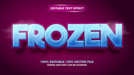 Editable text effect - frozen cartoon style 3d template
