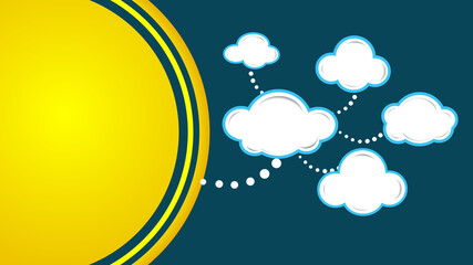 Moon background with paper clouds