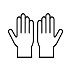 Protective gloves icon. Flat pictogram for web. Line stroke. Isolated on white background. Outline vector eps10