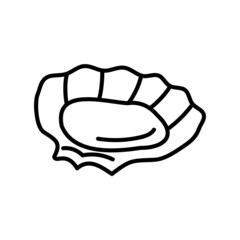 Oyster icon. Seafood flat pictogram for web. Line stroke. Isolated on white background. Outline vector eps10