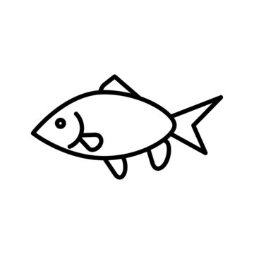 Fish icon. Seafood flat pictogram for web. Line stroke. Isolated on white background. Outline vector eps10