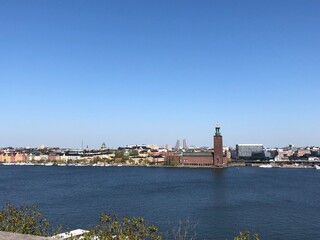 Stockholm cityscape with a view of the city hall