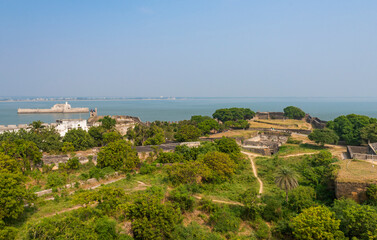 Fototapeta na wymiar Aerial view of Diu Fort in Diu, India