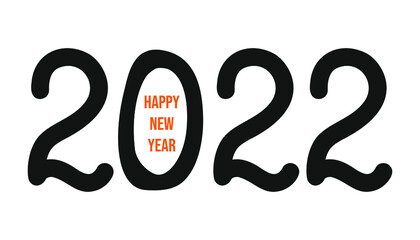 2022 number on white background.  2022 logo text design. Happy New Year. Vector illustration isolated on white background.  Text design for  card, brochure,  banner ets.
