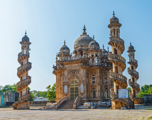 multi cultural Stone carving on Mahabat Khan Tomb in Junagarh, Gujarat, India