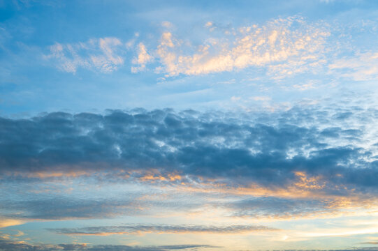 Dramatic Blue Sky With Clouds On Sunset