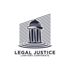 Legal Justice law firm logo design idea, greek temple with line shape vector illustrations