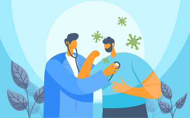 Doctor taking care of patient illustration vector concept
