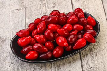 Sweet and ripe cornel berries