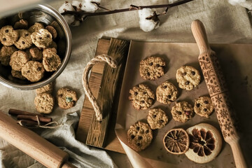 Christmas oatmeal cookies. Atmospheric photos of cookies
