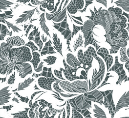 floral lace seamless pattern, vector