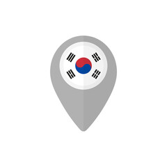 Map pin with the South Korean flag. 