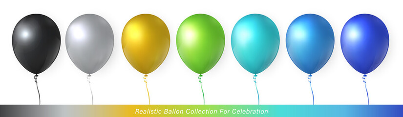 3D realistic elegant vibrant vivid colorful ballon collection for celebration design