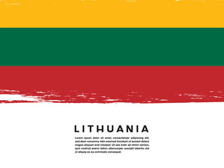 Lithuanian flag with brush stroke effect and text