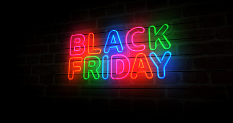 Black Friday neon light 3d illustration