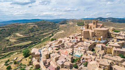 aerial view of ujue medieval town, Spain