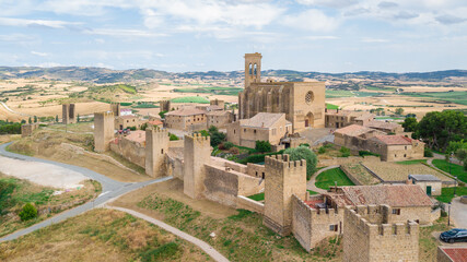 aerial view of artajona citadel, Spain