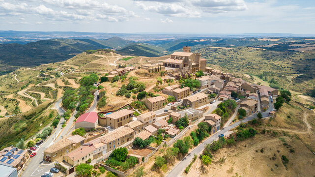 aerial view of ujue medieval town, Spain
