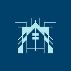 Home Blueprint Architecture Modern Design Template Logo, House blueprint logo. Sketch.