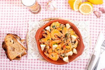 Tasty meal with fried shrimps