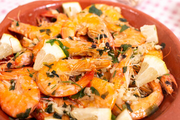 Tasty meal with fried shrimps