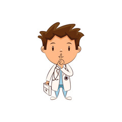 Child doctor silence gesture, cute kid