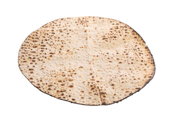 Tasty matzo isolated on white. Passover (Pesach) celebration