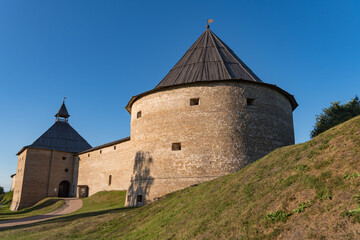 Gate Tower and Klimentovskaya Tower of the Old Medieval Old Ladoga Fortress in Russia