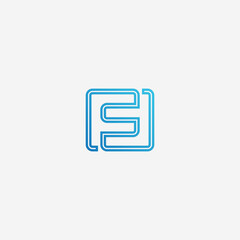 Initial letter FS square logo, monogram line art style design template.