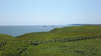 Fototapeta premium 琵琶瀬展望台 琵琶瀬川 霧多布湿原 厚岸霧多布昆布森国定公園 厚岸道立自然公園 北海道