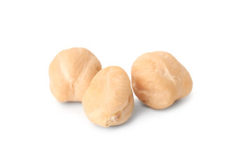 Pile of raw chickpeas on white background. Vegetable planting