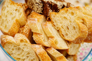bread cut into pieces. flour products. recipe for yeast dough