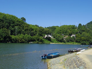 Fototapeta na wymiar 夏の肱川（愛媛県大洲市）