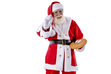 Santa Claus artist with brush and palette on white background isolated