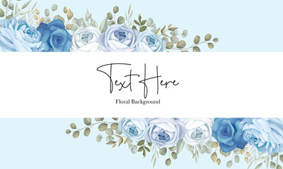 Beautiful flower background with hand drawn blue peonies decorations