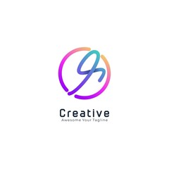 Abstract line art gradient modern logo template