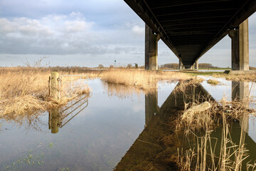 Fototapeta na wymiar Molenbrug over de IJssel bij Kampen, Overijssel Province, The Netherlands
