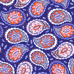 Seamless pattern with paisley ornament