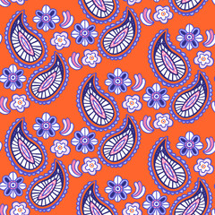 Naklejka premium Seamless pattern with paisley ornament