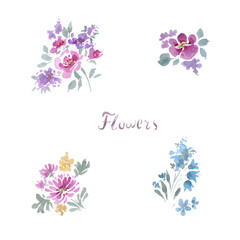 Delicate watercolor flowers.Seamless floral pattern.