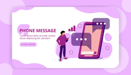 Phone Message ui illustration vector for web landing page