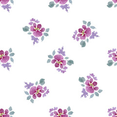 Fototapeta na wymiar Delicate watercolor flowers.Seamless floral pattern.