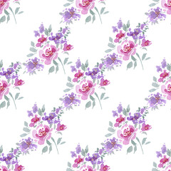 Plakat Delicate watercolor flowers.Seamless floral pattern.