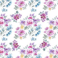 Delicate watercolor flowers.Seamless floral pattern.