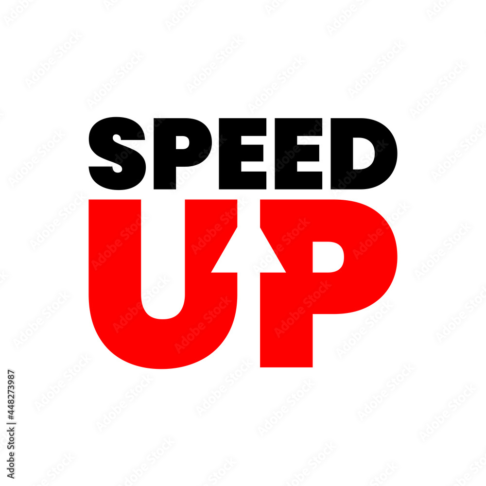 Poster speed up logotype. typography logo design with speed effect. creative negative space logo. flat and 