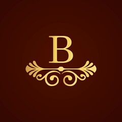 simple alphabet logo royal design golden concept with ornament