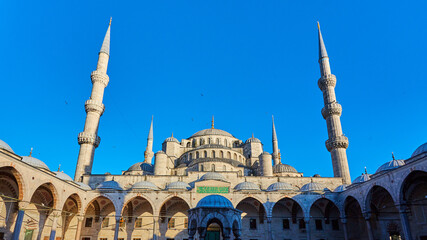 Fototapeta na wymiar The Blue Mosque also called Sultan Ahmed Mosque or Sultan Ahmet Mosque in Istanbul, Turkey