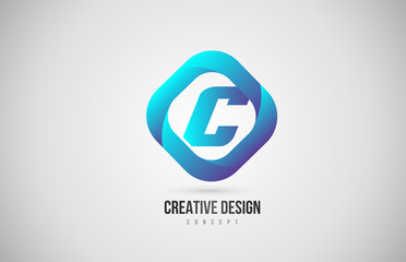 blue gradient C alphabet letter icon logo. Creative design for company
