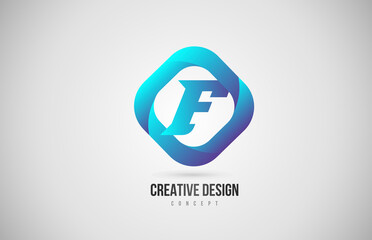 blue gradient F alphabet letter icon logo. Creative design for company
