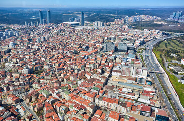 Obraz premium Istanbul, Turkey - 3 April, 2017: Arial view Levent Business District.